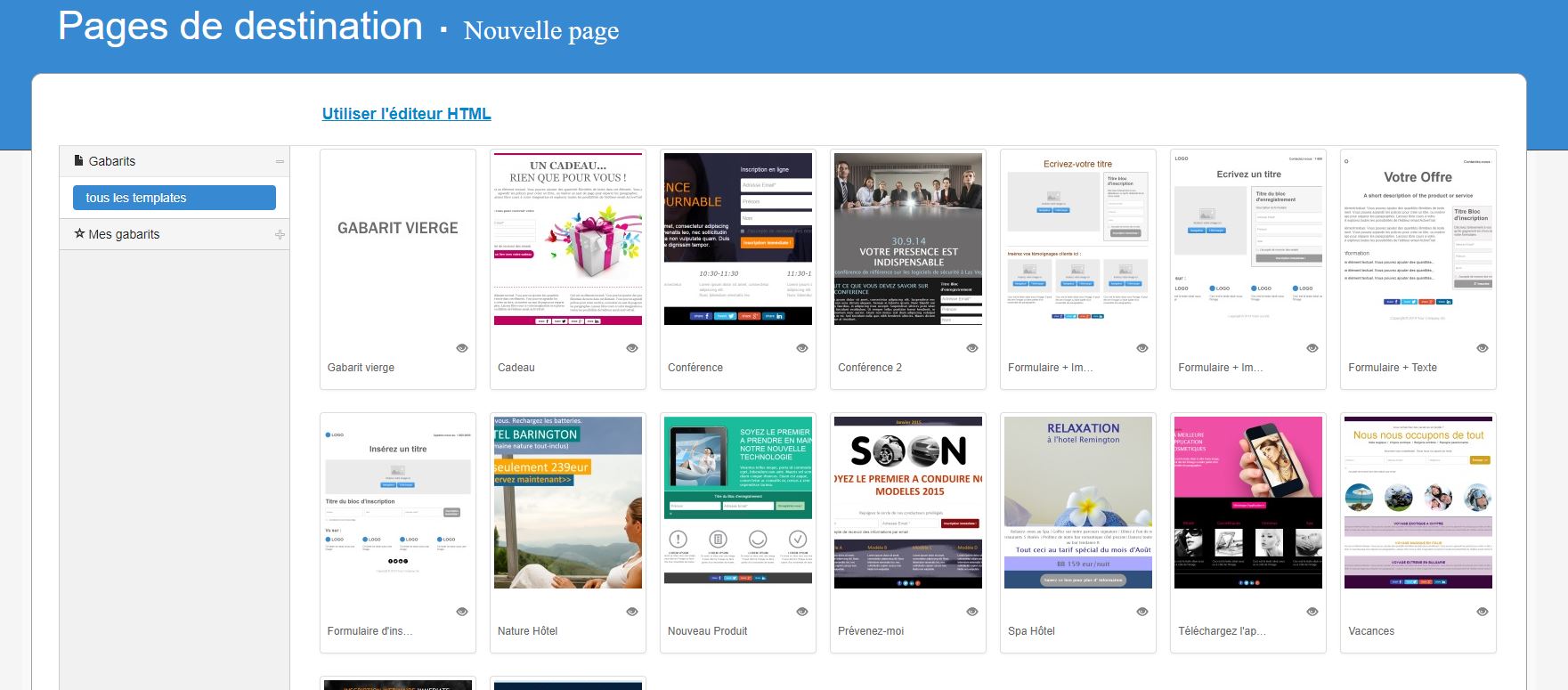 Éditeur de landing page ActiveTrail