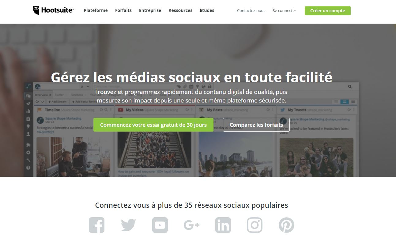 Interface Hootsuite