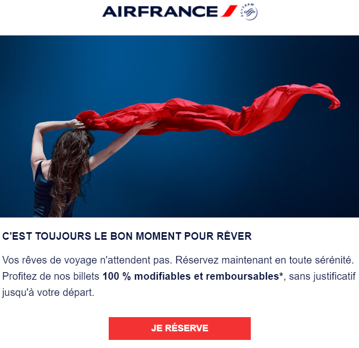 Exemple de Call-To-Action Air France